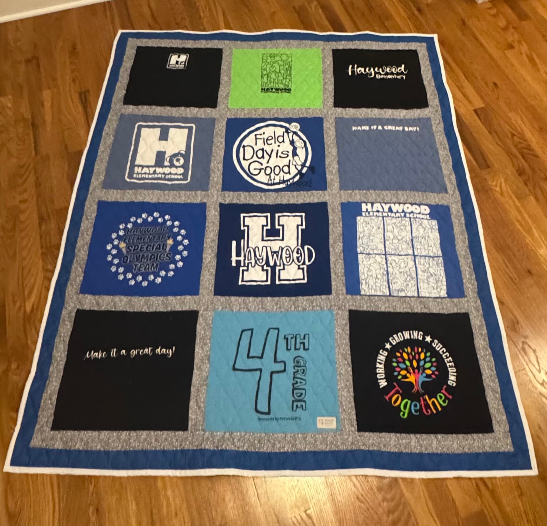 Single Frame quilt example — 3 × 4 — 12 Shirts