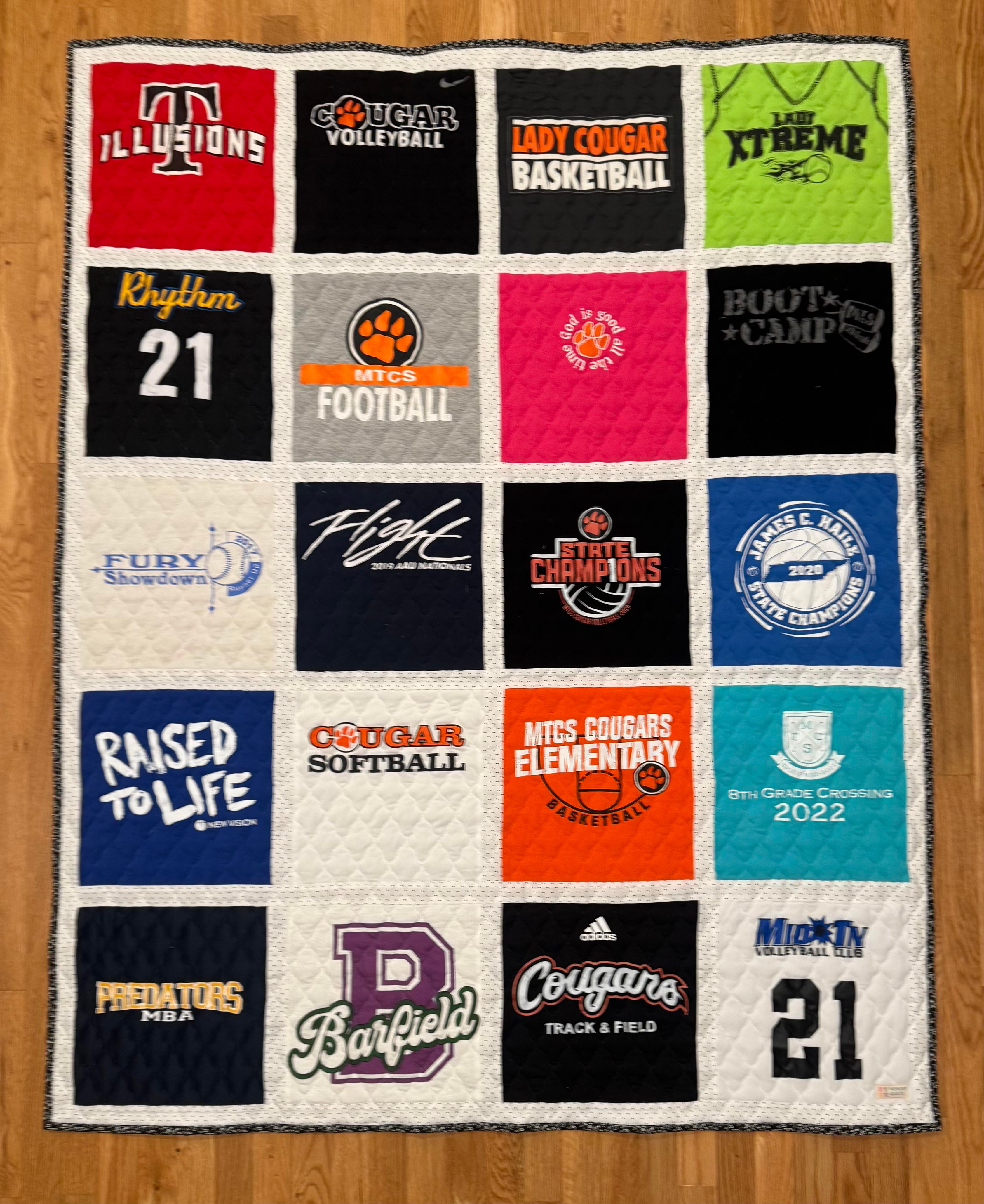 Single Frame quilt example — 4 × 5 — 20 Shirts